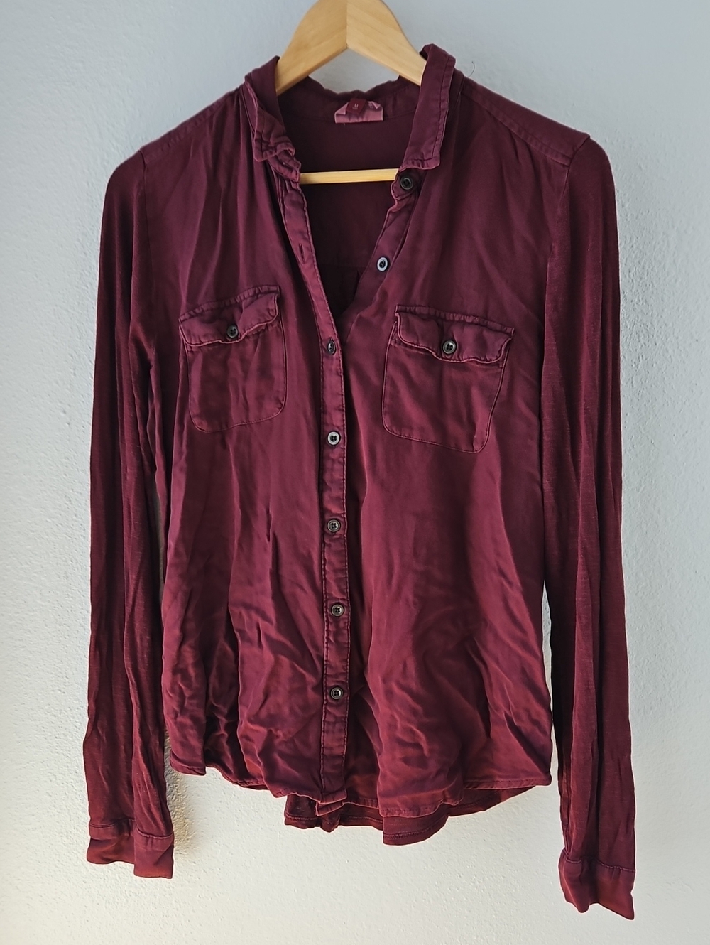 SO Long-Sleeve Button-Down Shirt in Burgundy